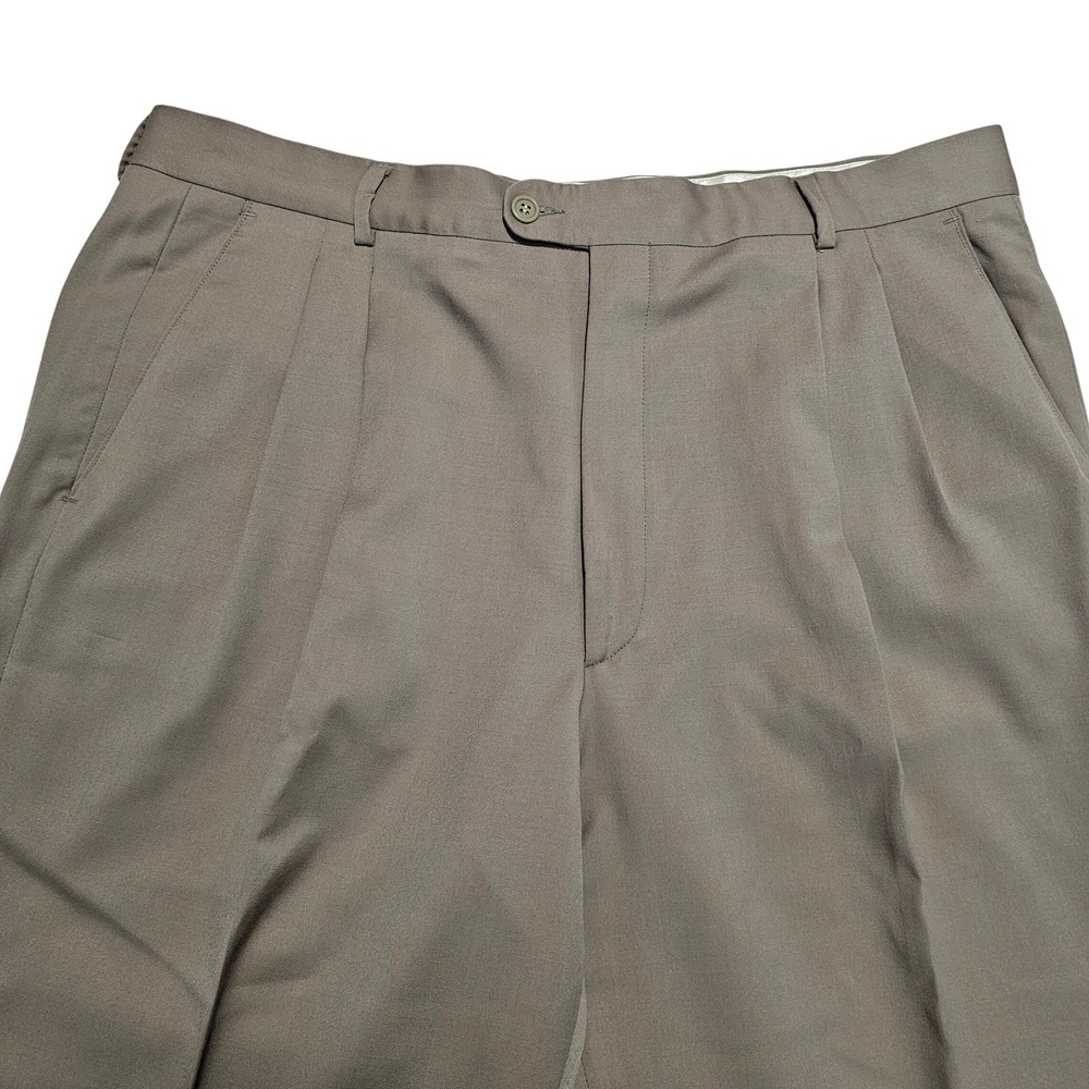 Metropolitan View Bloomingdales Mens 38x27 Wool Pleated Cuffed Dress Pants Italy - Picture 7 of 12